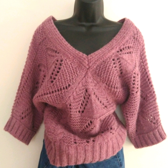 Berretti chunky open hole knit blush pink pullover - Picture 1 of 7